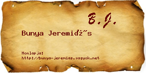 Bunya Jeremiás névjegykártya